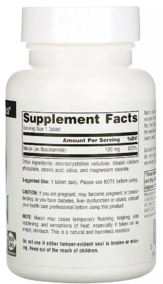 Ніацин (В3) Source Naturals Niacin В3 100 мг, 100 таблеток