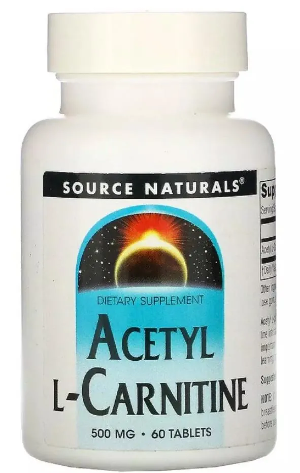 Ацетил L-Карнітин Source Naturals  Acetyl L-Carnitine 500 мг, 60 таблеток