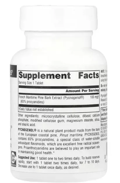 Пікногенол Source Naturals Pycnogenol 100 мг, 60 таблеток