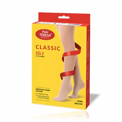Гольфи компресійні Pani Teresa Classic CCL РТ0405, клас компресії 2, відкритий носок, короткі, колір чорний, розмір M