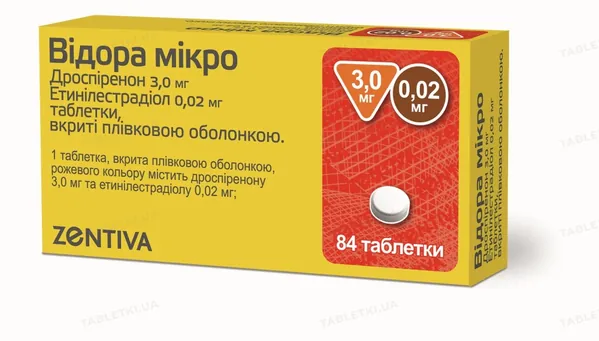 Відора мікро таблетки, в/плів. обол. по 3 мг/0.02 мг №84 (28х3)