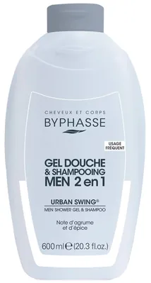 Гель-шампунь для душу Byphasse Urban Swing Men 2-en-1 чоловічий, 600 мл