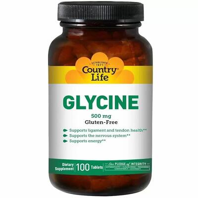 Глицин Country Life Glycine 500 мг, 100 таблеток