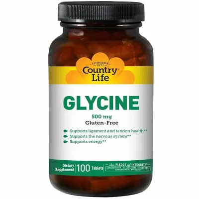 Гліцин Country Life Glycine 500 мг, 100 таблеток