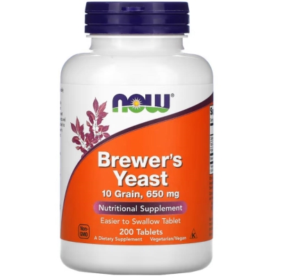 Пивные дрожжи NOW Brewer's Yeast 10 Grain 650 мг, 200 таблеток
