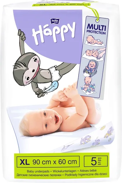 Пелюшки Bella Baby Happy одноразові поглинаючі, 60 x 90 см, 5 шт