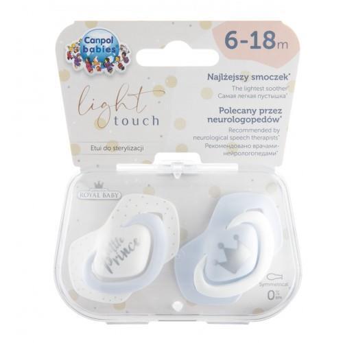 Пустышка силиконовая Canpol Babies Royal Baby симметричная 22/651_blu, 6-18 месяцев, 2 шт