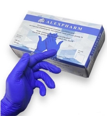 Перчатки смотровые Alexpharm нитриловые без пудры нестерильные, размер L, голубые, пара