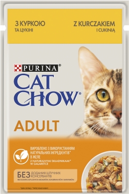 Корм вологий для дорослих кішок Purina Cat Chow Adult з куркою і цукіні, 85 г