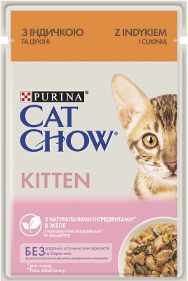 Корм вологий для кошенят Purina Cat Chow Kitten шматочки в желе з індичкою і цукіні, 85 г