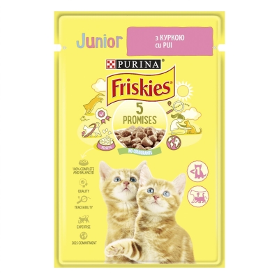Корм вологий для кошенят Purina Friskies Junior шматочки в підливі з куркою, 85 г