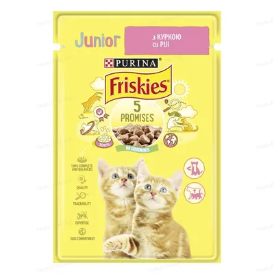Корм вологий для кошенят Purina Friskies Junior шматочки в підливі з куркою, 85 г