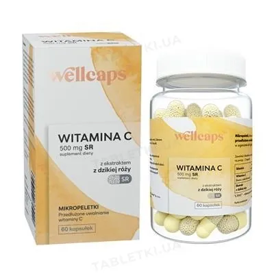 Вітамін С 500 мг SR WELLCAPS мікропелети по 500 мг №60
