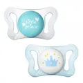Пустушка силіконова Chicco Physio Micro (75121.21), від 0 до 2 місяців, для хлопчиків, з футляром, 2 шт