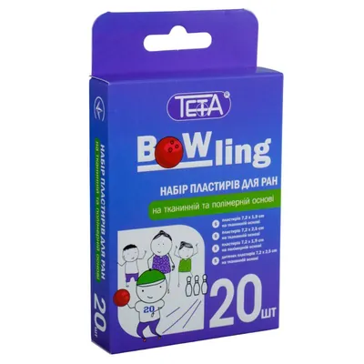 Набір пластирів Teta Bowling для ран на тканинній та полімерній основі, 20 штук
