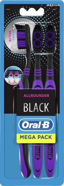 Набор зубних щіток Oral-B Всебічне чищення  Black 40 середньої жосткості, 3 шт