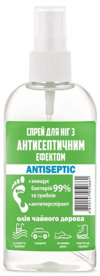 Спрей для ніг Аромат Antiseptic з антисептичним ефектом олія чайного дерева, 100 мл