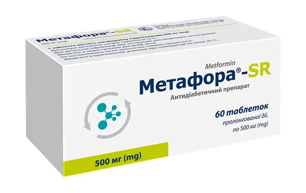 Метафора-SR таблетки прол./д. по 500 мг №60 (10х6)