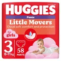 Підгузки-трусики Huggies Pants Little Movers для дівчаток розмір 3, 6-11 кг, 58 шт