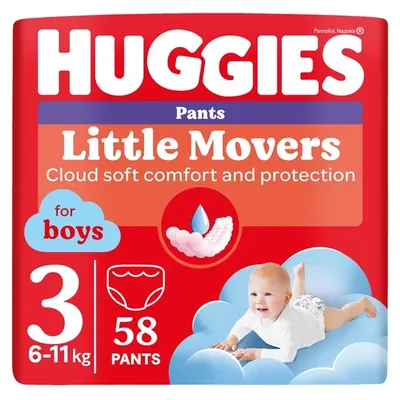 Підгузки-трусики Huggies Pants Little Movers для хлопчиків розмір 3, 6-11 кг, 58 шт