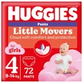 Підгузки-трусики Huggies Pants Little Movers для дівчаток розмір 4, 9-14 кг, Box 72 шт