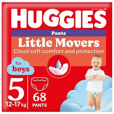 Підгузки-трусики Huggies Pants Little Movers для хлопчиків розмір 5, 12-17 кг, Box 68 шт
