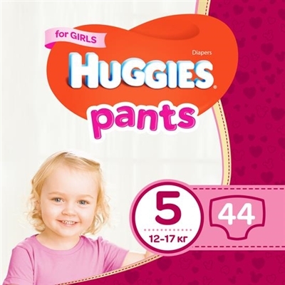 Подгузники-трусики Huggies Pants детские, для девочек, размер 5, 12-17 кг, 44 шт