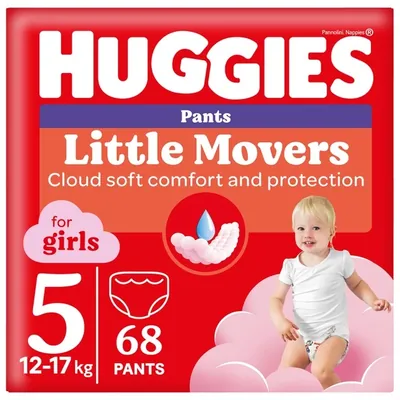 Підгузки-трусики Huggies Pants Little Movers для дівчаток розмір 5, 12-17 кг, Box 68 шт
