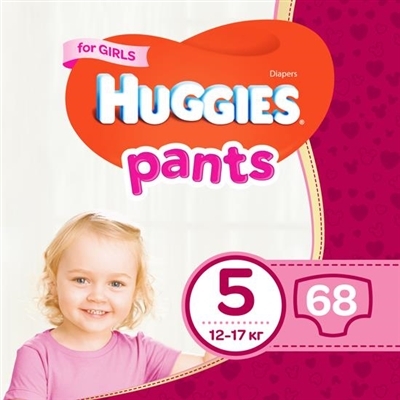 Подгузники-трусики Huggies Pants детские, для девочек, размер 5, 12-17 кг, J-pack, 2 х 34 шт