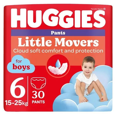 Підгузки-трусики Huggies Pants Little Movers для хлопчиків розмір 6, 15-25 кг, 30 шт