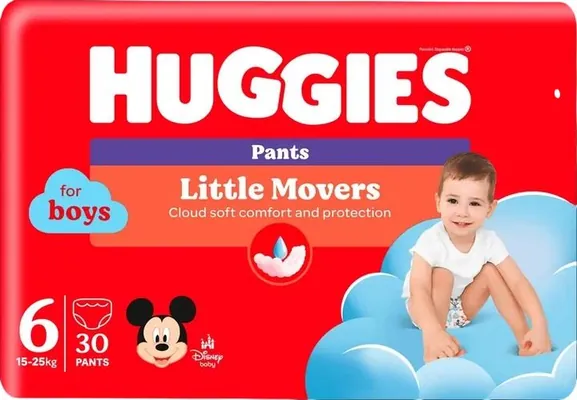 Підгузки-трусики Huggies Pants Little Movers для хлопчиків розмір 6, 15-25 кг, 30 шт