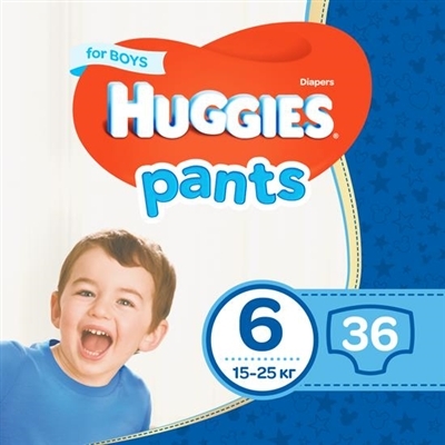 Подгузники-трусики Huggies Pants детские, для мальчиков, размер 6, 15-25 кг, 36 шт