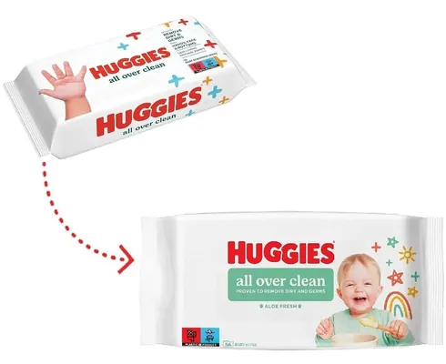 Серветки вологі Huggies All Over Clean дитячі, 56 шт
