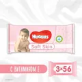 Серветки вологі Huggies Soft Skin дитячі з вітаміном Е, 168 шт (3 х 56 шт)