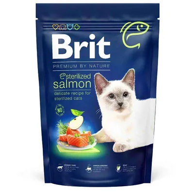Корм сухий Brit Premium by Nature Cat Sterilized Salmon для стерилізованих котів з лососем, 300 г