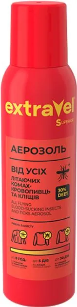 Аерозоль ExtraVel Superior від усіх літаючих комах-кровопивць та кліщів, 100 мл