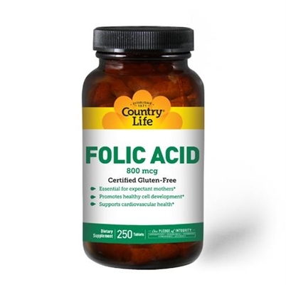 Фолиевая кислота Country Life Folic Acid 800 мкг, 250 таблеток
