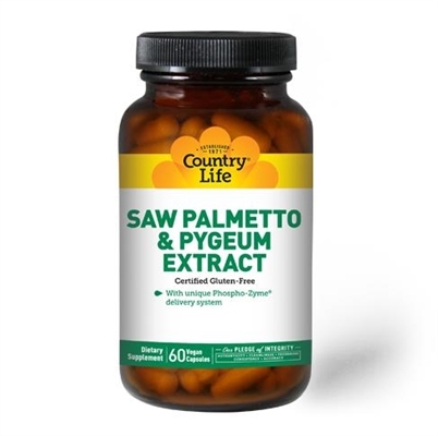 Экстракт сереноа и коры африканской сливы Country Life Saw Palmetto Pygeum Extract, 60 капсул