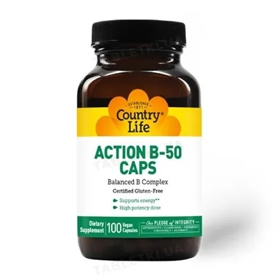 Вітаміни групи В Country Life Action B-50 капсули №100