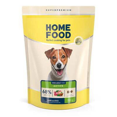 Корм сухой Home Food Adult Mini для активных взрослых собак и юниоров малых пород Ягненок с рисом, 700 г
