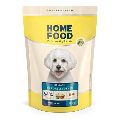 Корм сухой Home Food Hypoallergenic гипоаллергенный для взрослых собак мелких пород с форелью и рисом, 700 г