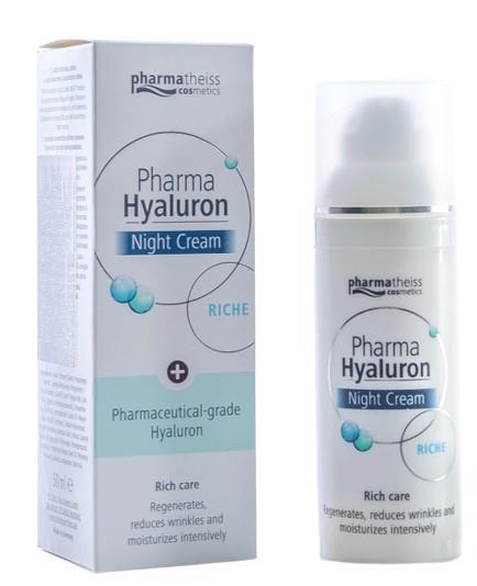 Крем для лица Pharma Hyaluron Riche ночной восстанавливающий для сухой кожи, флакон с дозатором, 50 мл