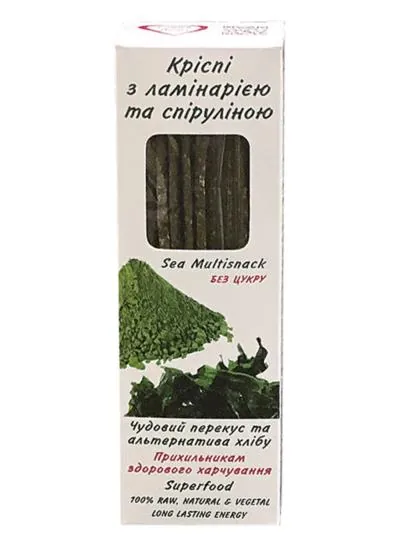 Кріспі з ламінарією та спіруліною Golden Kings of Ukraine Sea Multisnack без цукру, 140 г