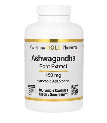 Ашваганда California Gold Nutrition Ashwagandha Root Extrac 450 мг, 180 растительных капсул