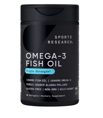 Омега 3 риб'ячий жир Sports Research Omega-3 Fish Oil потрійна сила 1250 мг, 90 капсул