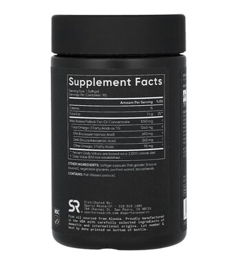 Омега 3 рыбий жир Sports Research Omega-3 Fish Oil тройная сила 1250 мг, 90 капсул