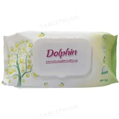 Серветки вологі Dolphin Lemon Tree, з клапаном, 60 шт