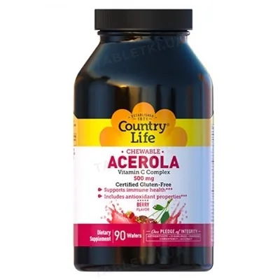 Вітамін С комплекс Country Life Acerola Vitamin C 500 мг, 90 таблеток