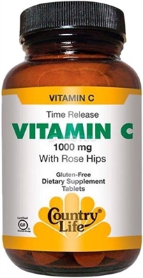 Вітамін С Country Life Vitamin C 1000 мг with Rose Hips, 90 таблеток