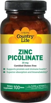 Цинку піколінат Country Life Zinc Picolinate 25 мг, 100 таблеток